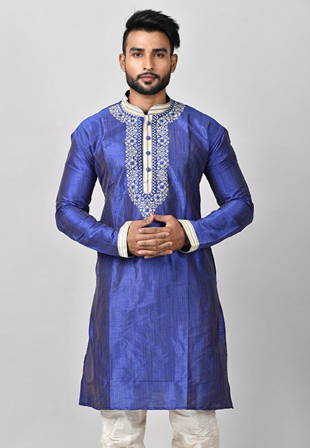 Royal Blue Color Matka Silk Embroidery Punjabi (She Punjabi 564)