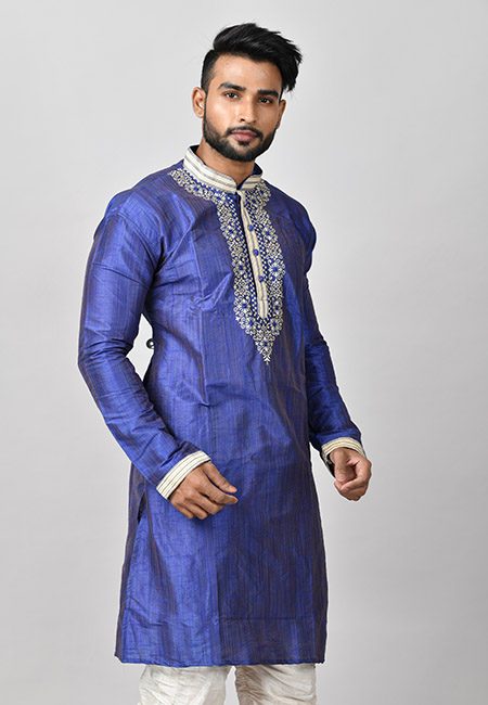 Royal Blue Color Matka Silk Embroidery Punjabi (She Punjabi 564)
