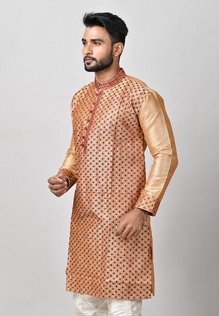 Beige Color Raw Silk Embroidery Punjabi (She Punjabi 565)