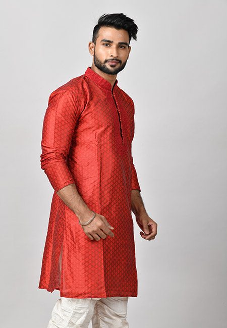 Red Color Raw Silk Embroidery Punjabi (She Punjabi 569)