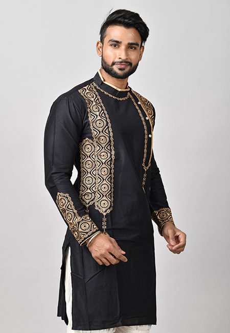 Black Color Handloom Embroidery Punjabi (She Punjabi 575)
