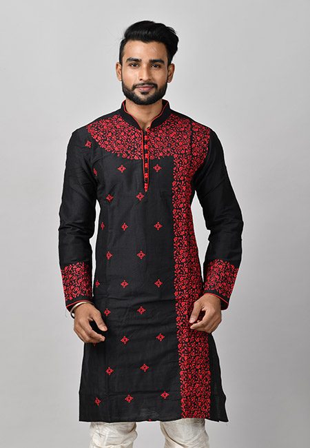 Black Color Handloom Embroidery Punjabi (She Punjabi 580)