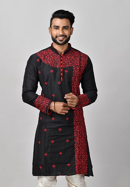 Black Color Handloom Embroidery Punjabi (She Punjabi 580)