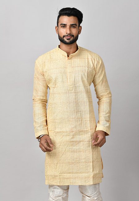 Light Beige Color Handloom Cotton Punjabi (She Punjabi 581)