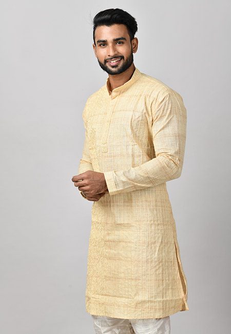 Light Beige Color Handloom Cotton Punjabi (She Punjabi 581)
