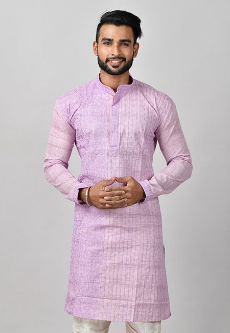 Mauve Color Handloom Cotton Punjabi (She Punjabi 583)