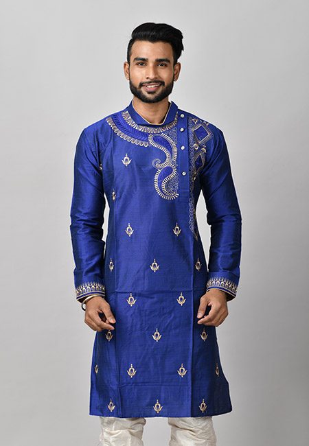 Royal Blue Color Matka Silk Embroidery Punjabi (She Punjabi 589)
