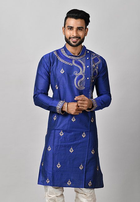 Royal Blue Color Matka Silk Embroidery Punjabi (She Punjabi 589)
