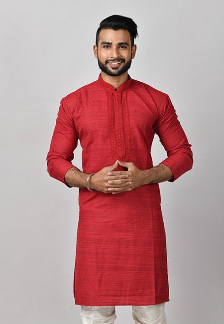 Maroon Color Handloom Cotton Punjabi (She Punjabi 593)