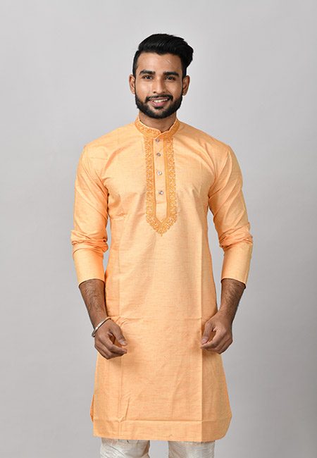 Deep Cream Color Handloom Cotton Punjabi (She Punjabi 594)