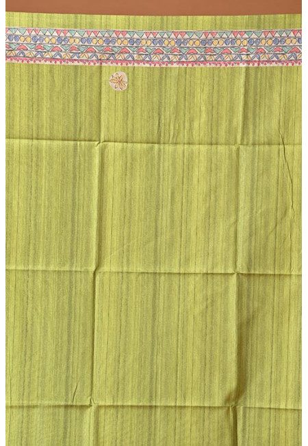 Parrot Green Color Madhubani Printed Tussar Silk Saree (She Saree 1998)