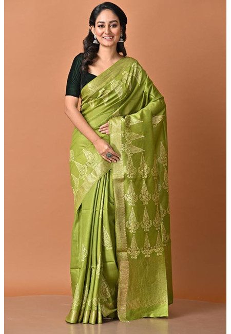 Deep Pista Green Color Bhagalpuri Silk Saree (She Saree 2006)