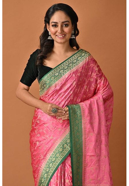 Pink Color Contrast Soft Banarasi Gajji Silk Saree (She Saree 2014)