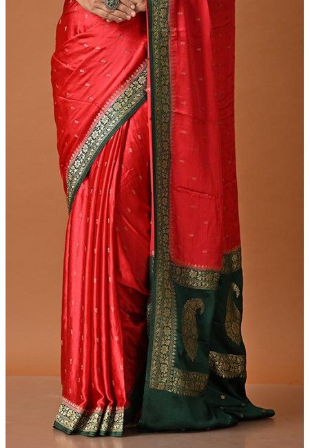 Red Color Contrast Soft Banarasi Gajji Silk Saree (She Saree 2018)