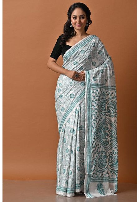 White Color Designer Kantha Stitch Silk Saree (She Saree 2030)