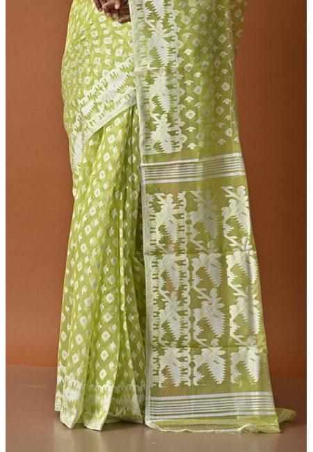 Olive Green Color Soft Dhakai Jamdani Saree (She Saree 2033)