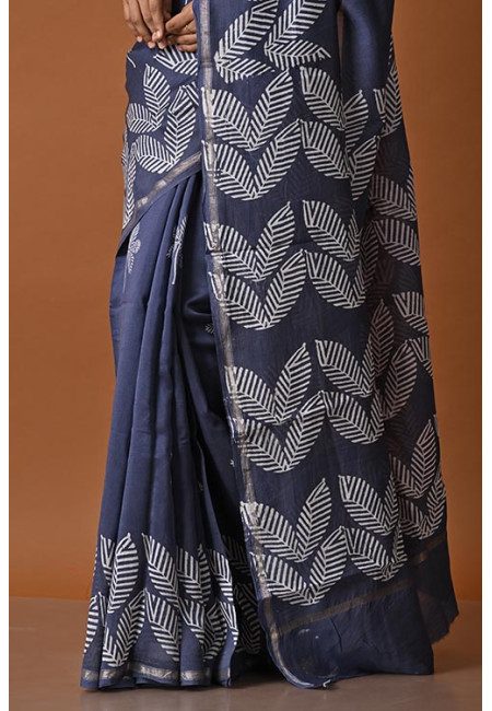 Steel Blue Color Printed Chanderi Silk Saree (She Saree 2034)
