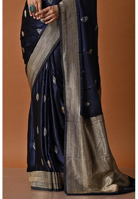 Navy Blue Color Soft Banarasi Gajji Silk Saree (She Saree 2042)