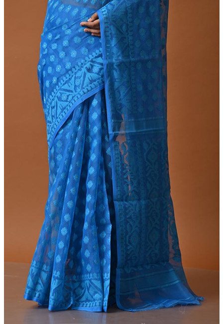 Peacock Blue Color Soft Dhakai Jamdani Saree (She Saree 2048)