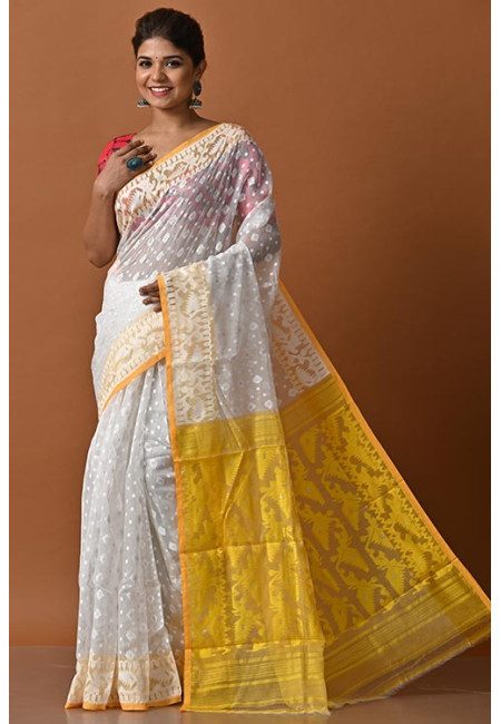 White Color Soft Dhakai Jamdani Saree (She Saree 2052)