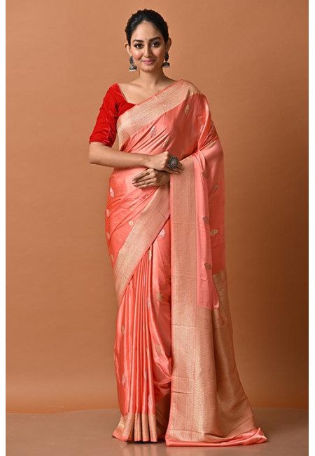 Peach Color Soft Banarasi Gajji Silk Saree (She Saree 2086)