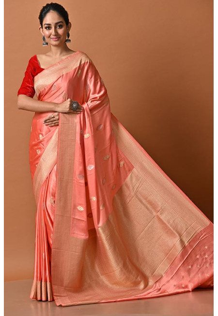 Peach Color Soft Banarasi Gajji Silk Saree (She Saree 2086)
