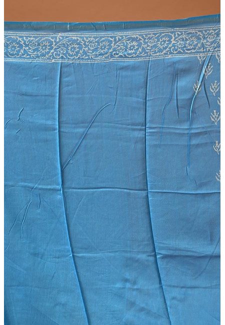 Deep Sky Blue Color Chanderi Silk Saree (She Saree 2135)