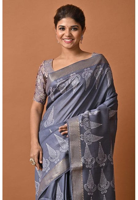 Grey Color Bhagalpuri Silk Saree (She Saree 2136)