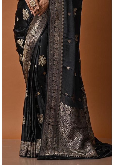 Black Color Soft Banarasi Gajji Silk Saree (She Saree 2146)