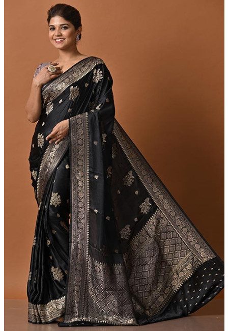 Black Color Soft Banarasi Gajji Silk Saree (She Saree 2146)