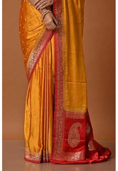 Mustard Color Contrast Soft Banarasi Gajji Silk Saree (She Saree 2149)