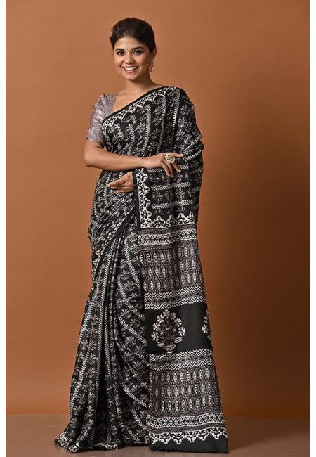 Black Color Soft Printed Modal Silk Saree (She Saree 2150)
