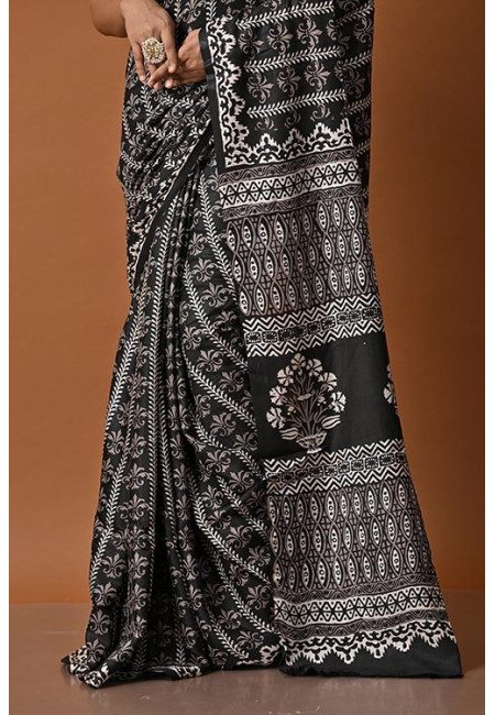 Black Color Soft Printed Modal Silk Saree (She Saree 2150)
