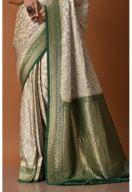 Deep Beige Color Contrast Soft Banarasi Gajji Silk Saree (She Saree 2176)