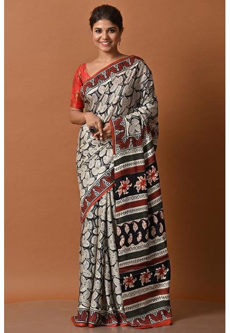 Black Color Printed Modal Silk Saree (She Saree 2183)