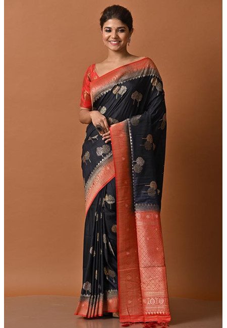 Black Color Contrast Manipuri Silk Saree (She Saree 2184)