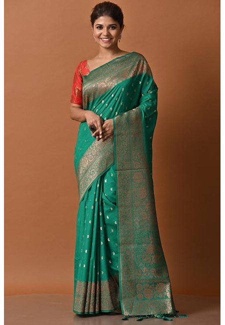 Deep Green Color Fancy Silk Saree (She Saree 2189)