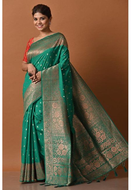 Deep Green Color Fancy Silk Saree (She Saree 2189)