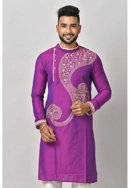 Purple Color Embroidered Raw Silk Punjabi (She Punjabi 617)