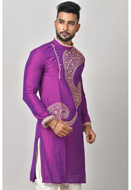 Purple Color Embroidered Raw Silk Punjabi (She Punjabi 617)
