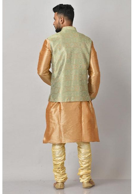 Olive Green Color Designer Silk Punjabi Coat Set (She Punjabi 627)