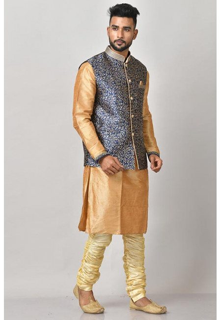 Navy Blue Color Designer Silk Punjabi Coat Set (She Punjabi 628)