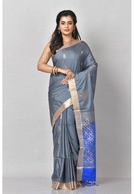 Deep Grey Color Mysore Silk Saree (She Saree 1111)