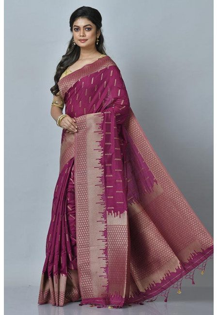 Deep Magenta Color Manipuri Silk Saree (She Saree 1129)