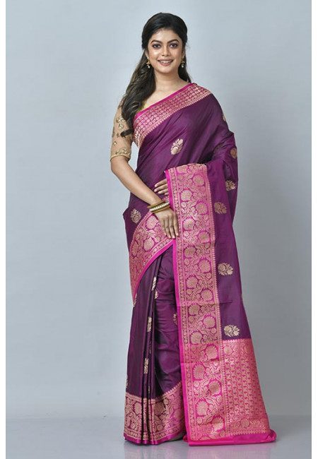 Deep Magenta Color Pure Katan Silk Saree (She Saree 1141)