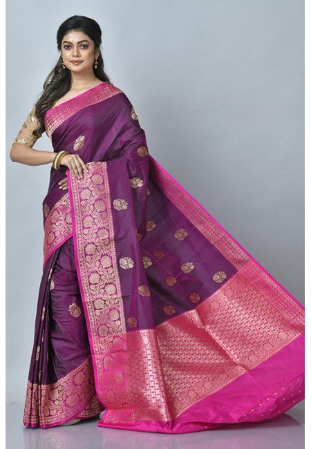 Deep Magenta Color Pure Katan Silk Saree (She Saree 1141)