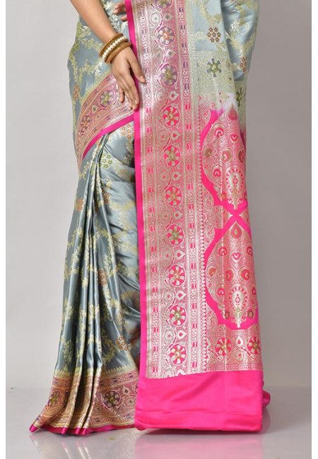 Grey Color Designer Banarasi Silk Saree (She Saree 1146)
