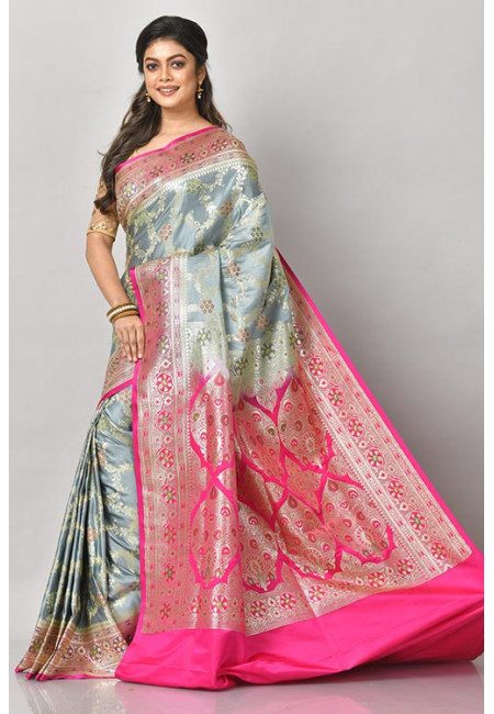 Grey Color Designer Banarasi Silk Saree (She Saree 1146)