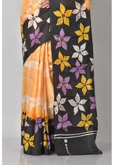 Light Mustard Color Printed Pure Silk Saree (She Saree 1163)