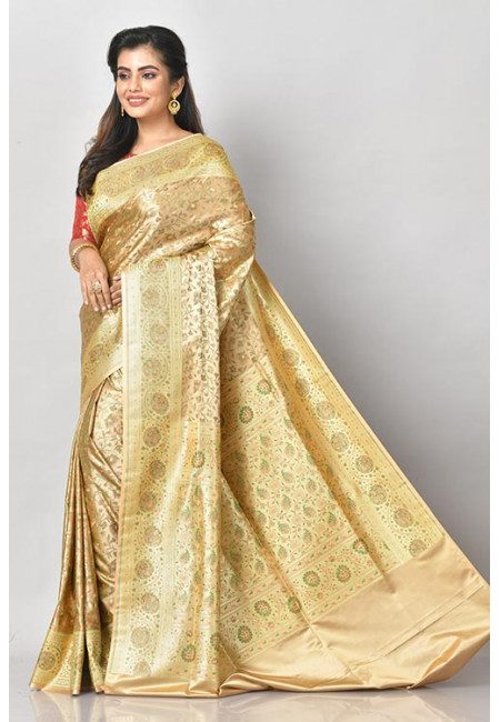 Beige Color Tanchoi Banarasi Silk Saree (She Saree 1218)